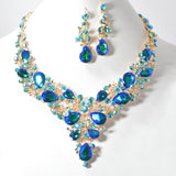 97947, FLORAL VINES RHINESTONE EVENING NECKLACE SET