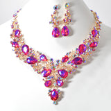 97947, FLORAL VINES RHINESTONE EVENING NECKLACE SET