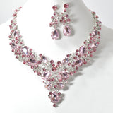 97947, FLORAL VINES RHINESTONE EVENING NECKLACE SET