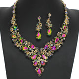 97947, FLORAL VINES RHINESTONE EVENING NECKLACE SET