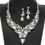 97947, FLORAL VINES RHINESTONE EVENING NECKLACE SET