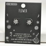 97950, GOLD DIPPED, DAINTY FLOWER CUBIC ZIRCONIA STUD EARRING