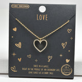 97958, GOLD DIPPED, HEART CUBIC ZIRCONIA PENDANT NECKLACE