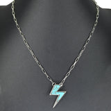 Western Lightning Bolt Turquoise Stone Necklace