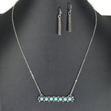 Western Round Turquoise Stone Accent BAR Necklace