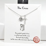 97992, GOLD DIPPED, "THE CROSS" CUBIC ZIRCONIA CROSS CHARM NECKLACE