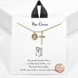 97992, GOLD DIPPED, "THE CROSS" CUBIC ZIRCONIA CROSS CHARM NECKLACE