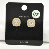 Square Cubic Zirconia Stud Earring