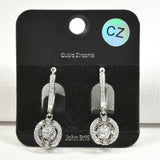 98004, ROUND CUBIC ZIRCONIA DANGLE HUGGIES EARRING