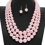 98010, TRIPLE LAYERED PEARL STRAND NECKLACE