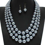 98010, TRIPLE LAYERED PEARL STRAND NECKLACE
