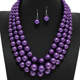 98010, TRIPLE LAYERED PEARL STRAND NECKLACE