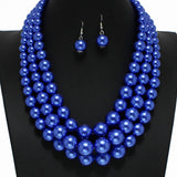 98010, TRIPLE LAYERED PEARL STRAND NECKLACE