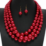 98010, TRIPLE LAYERED PEARL STRAND NECKLACE