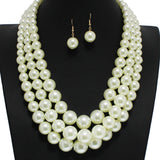 98010, TRIPLE LAYERED PEARL STRAND NECKLACE