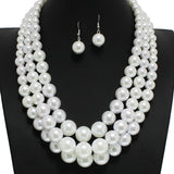 98010, TRIPLE LAYERED PEARL STRAND NECKLACE