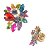 98048, FLOWER RHINESTONE STRETCH RING