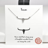 98069, WHITE GOLD DIPPED, "TEXAN" WESTERN STEER HEAD NECKLACE