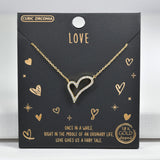 98075, GOLD DIPPED, CUTOUT HEART CUBIC ZIRCONIA NECKLACE