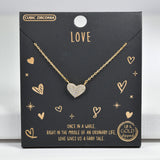 98076, GOLD DIPPED, HEART CUBIC ZIRCONIA NECKLACE