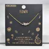 98078, GOLD DIPPED, "FLOWER" CUBIC ZIRCONIA NECKLACE