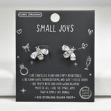 98081, GOLD DIPPED, "SMALL JOYS" BEE CUBIC ZIRCONIA STERLING SILVER POST STUD EARRING