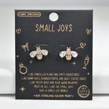 98081, GOLD DIPPED, "SMALL JOYS" BEE CUBIC ZIRCONIA STERLING SILVER POST STUD EARRING