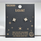 98083, GOLD DIPPED, "RADIANT" STARBURST CUBIC ZIRCONIA STERLING SILVER POST STUD EARRING