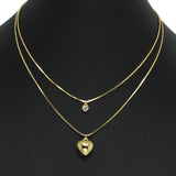 98111, DAINTY BOLD HEART CHARM DOUBLE LAYERED NECKLACE
