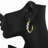 98115, GOLD DIPPED, CRYSTAL RHINESTONE ACCENT HOOP EARRING