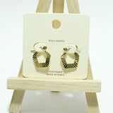 Gold Dipped, Textured Geometric Brass Earring