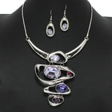 98146, OVAL RHINESTONE ACCENT GEOMETRIC NECKLACE