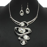 98146, OVAL RHINESTONE ACCENT GEOMETRIC NECKLACE