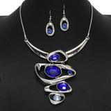 98146, OVAL RHINESTONE ACCENT GEOMETRIC NECKLACE