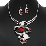 98146, OVAL RHINESTONE ACCENT GEOMETRIC NECKLACE