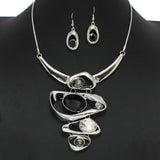 98146, OVAL RHINESTONE ACCENT GEOMETRIC NECKLACE