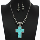 98173, WESTERN TURQUOISE WITH NAVAJO BEADED NECKLACE