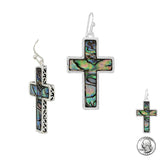 98188, CROSS ABALONE FILIGREE ACCENT EARRING