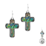98191, CROSS ABALONE DANGLE EARRING
