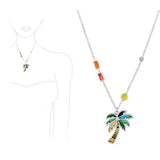 98194, PALM TREE ABSTRACT GLASS PENDANT NECKLACE