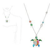 98194, SEA TURTLE ABSTRACT GLASS PENDANT NECKLACE