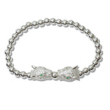 Dragon CZ Stainless Steel Ball Beaded Stretch Bracelet