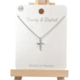 98216, DAINTY PAVE CUBIC ZIRCONIA CROSS NECKLACE