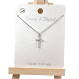 98217, DAINTY BAGUETTE CUBIC ZIRCONIA CROSS NECKLACE