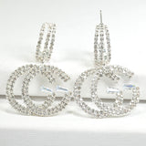 98223, DOUBLE G PAVE RHINESTONE EARRING