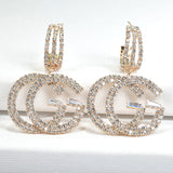98223, DOUBLE G PAVE RHINESTONE EARRING