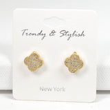 Clover Pave Rhinestone Stud Earring - view 2