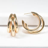 98240, 1.25"L, TRIPLE LINE HOOP EARRING