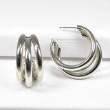 98240, 1.25"L, TRIPLE LINE HOOP EARRING