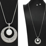 Pave Rhinestone with Pearl Long Pendant Necklace